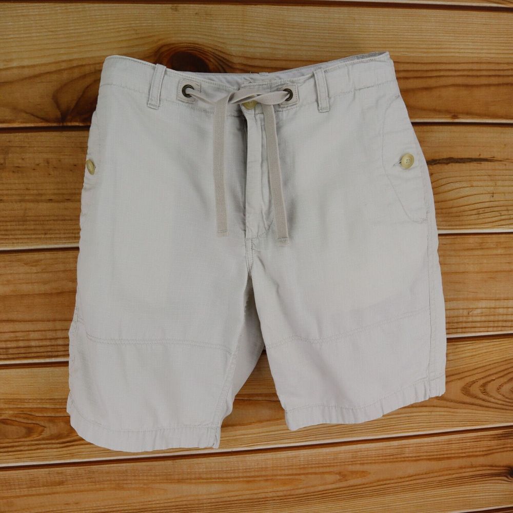 J. Crew Chino Shorts Mens Size 32 Ivory 100% Cotton Pockets Drawstring Waist
